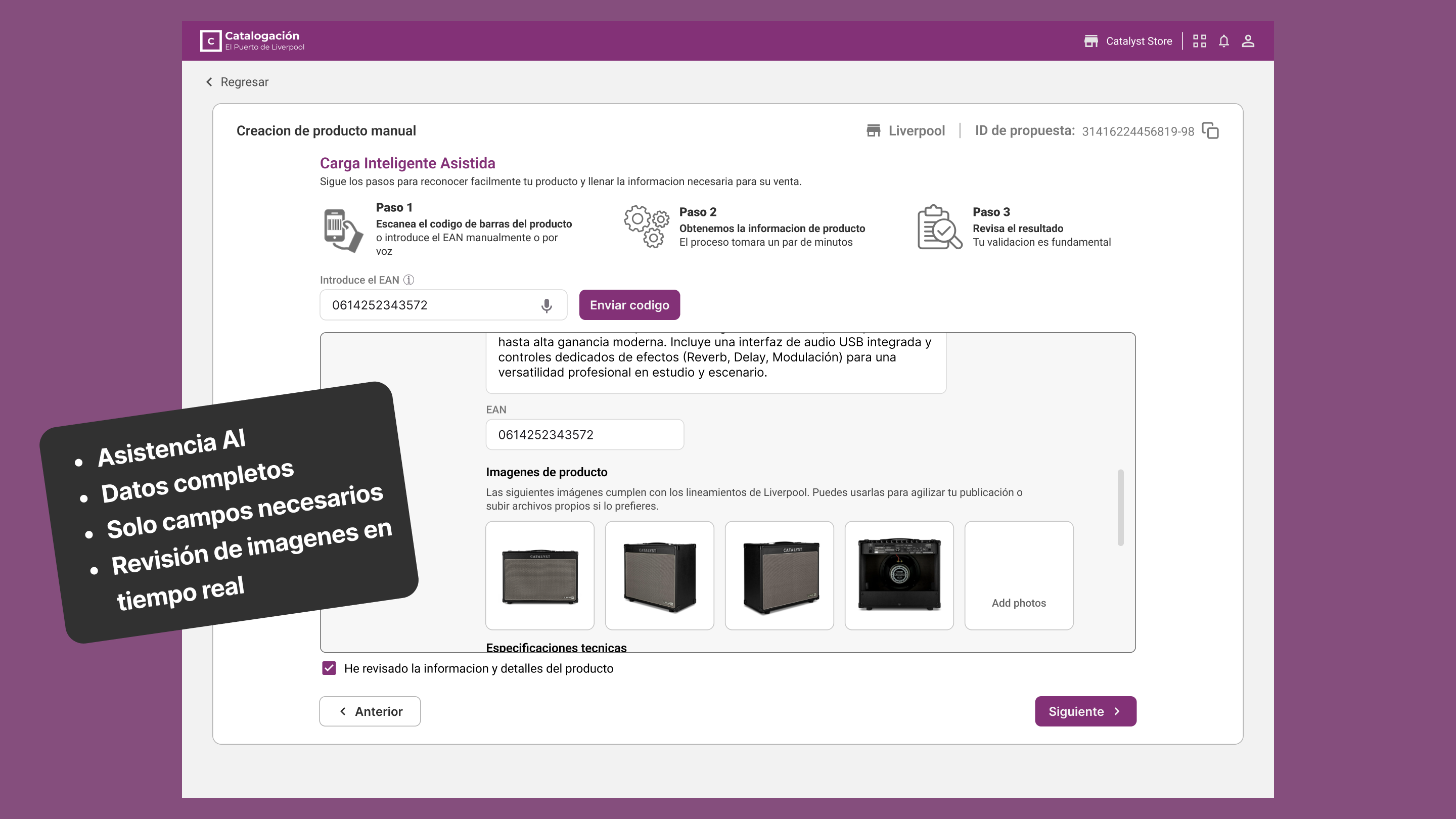 Carga Asistida en uso con metadata recuperada